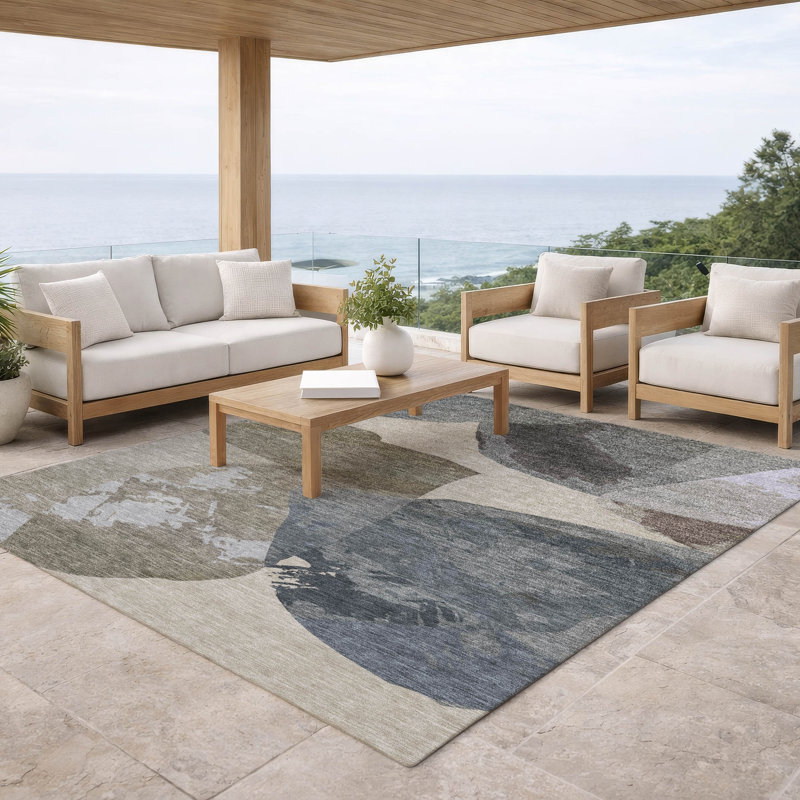 Machine Washable Indoor/Outdoor Chantille ACN2901 Modern Rug, 10' x 14', Beige