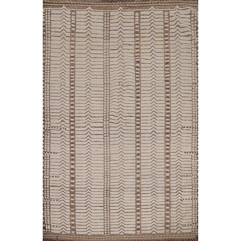 Tapis oriental marocain en laine de ton terreux 8 x 10