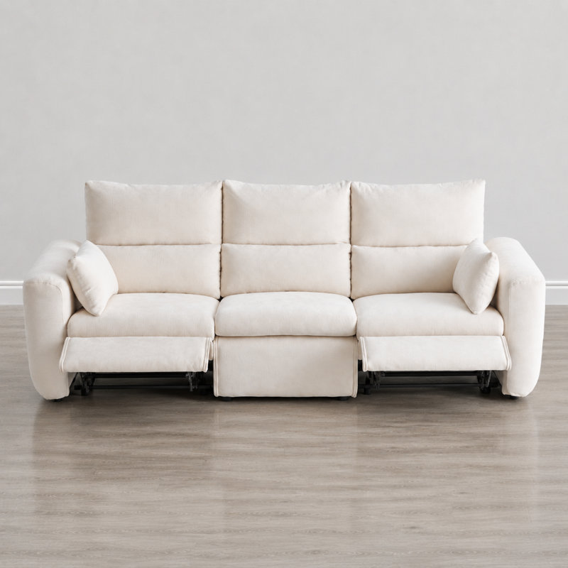 Canapé inclinable électrique inclinable de 115 po Helmetta, Chenille beige Banio