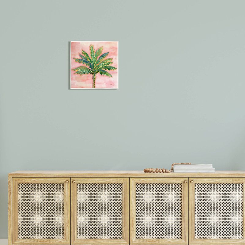 Coucher de soleil sur un palmier, art giclée par Paul Brent, H 12 po x l 12 po x P 0,5 po, Bois
