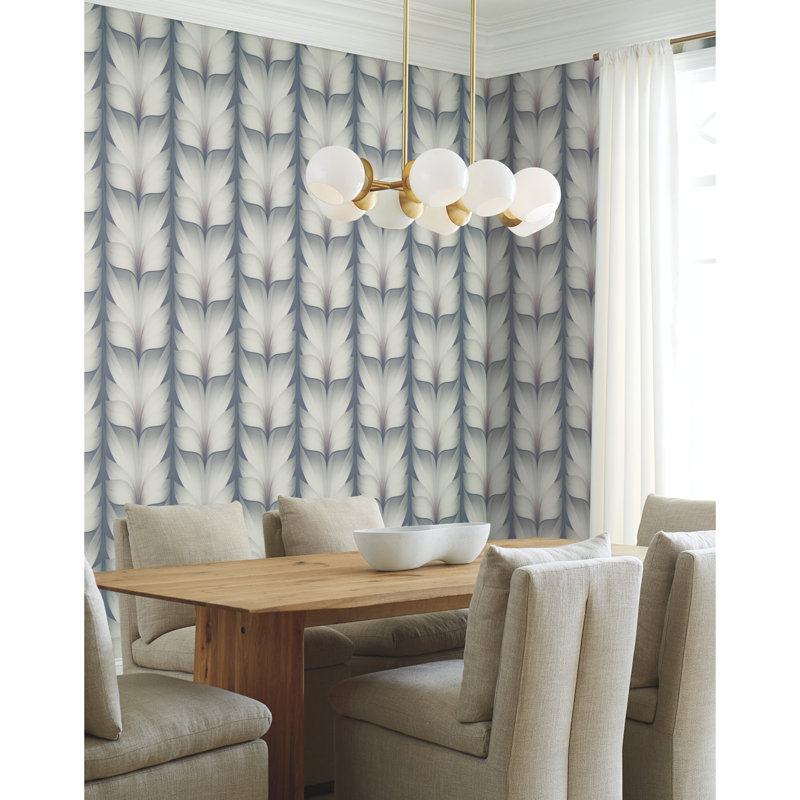 Lotus Light Stripe Geometric Wallpaper Roll, Steel