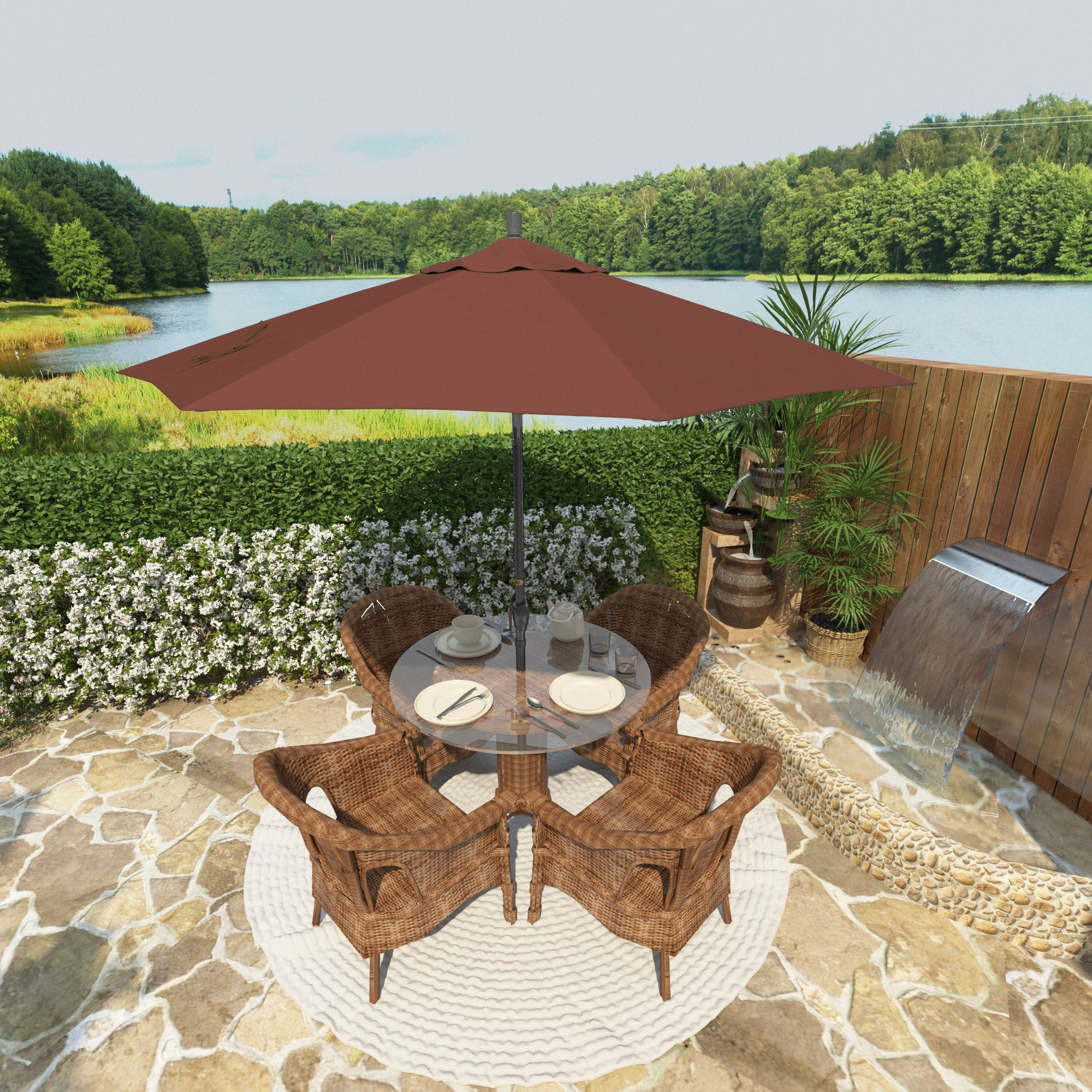 Lexia 90'' Sunbrella® Outdoor Umbrella, Canvas Terracotta Sunbrella® Canvas