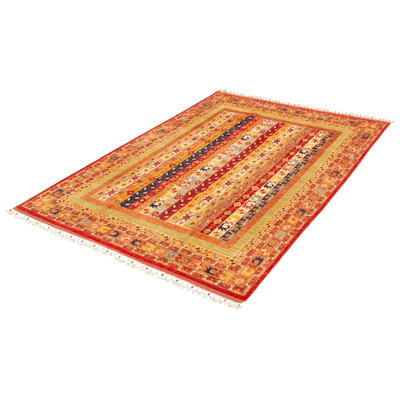 Tapis décoratif en laine de conception unique 6 pi 11 po x 10 pi noué à la main New Age
