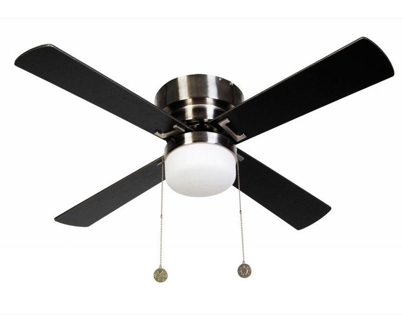 107cm Ceiling Fan with Light Kit, Brushed chrome
