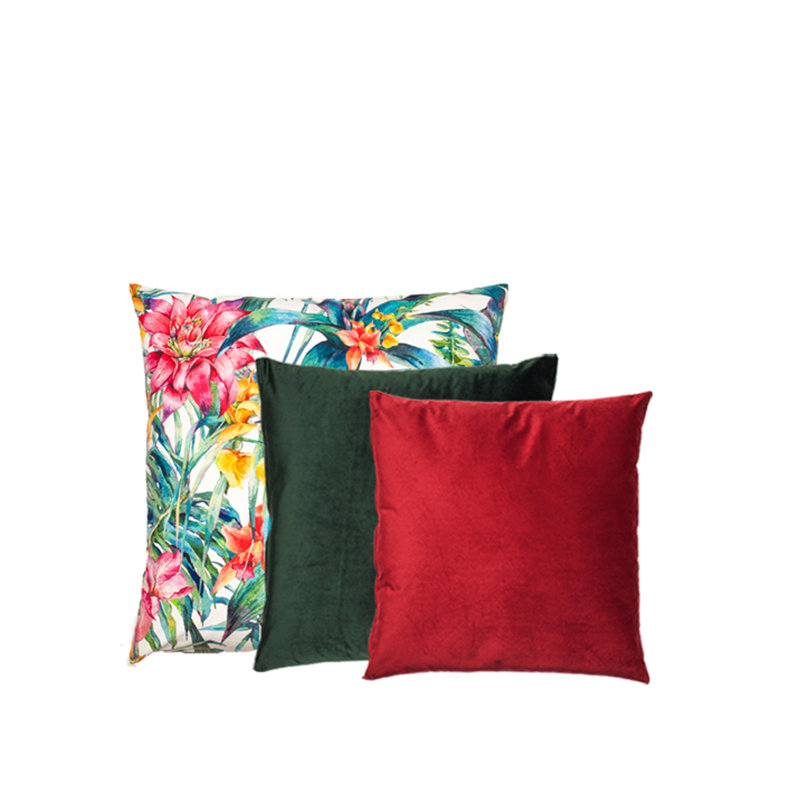 Kampou Square Cushion, Dark Green/Red