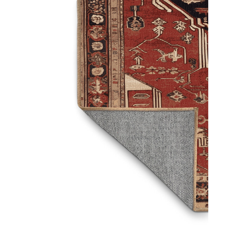 Machine Washable Persian Brown Area Rug, Square 6'