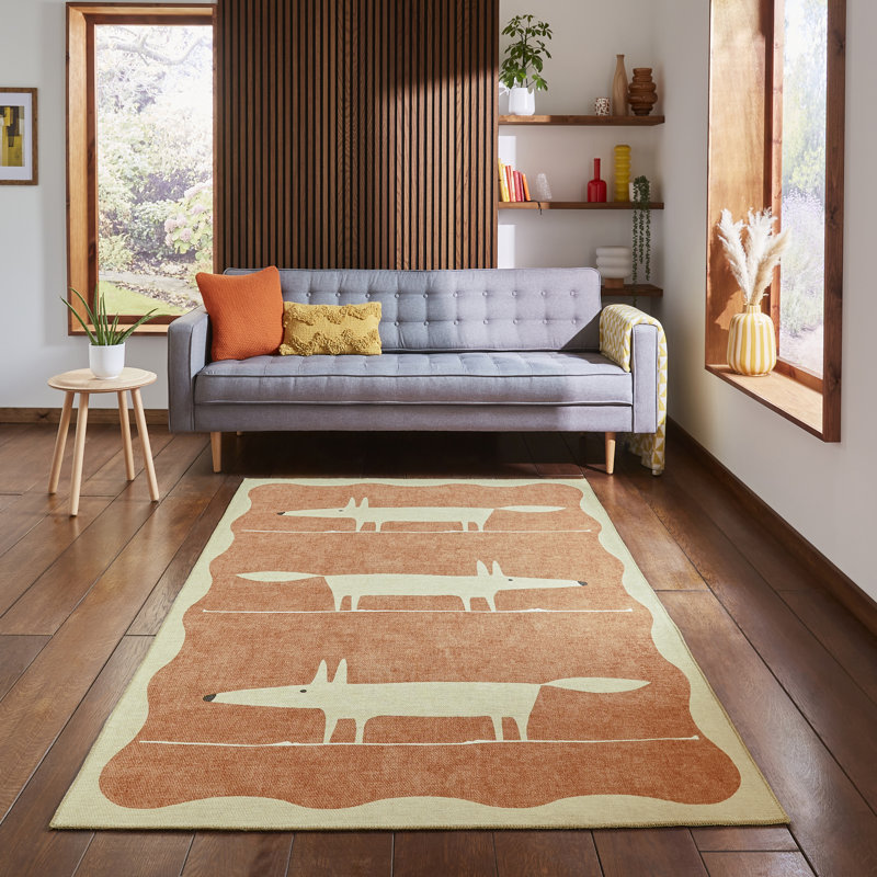 Scion Animal Print Digitally Printed 61cm X 230cm Area Rug, Orange, Rectangle 152 x 230 cm