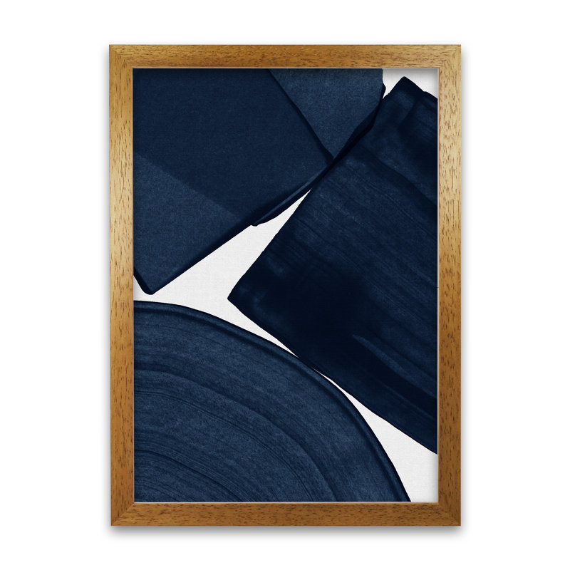 Orara Minimalist Blue II - Print, 59cm H x 42cm W x 1cm D, Brown Framed
