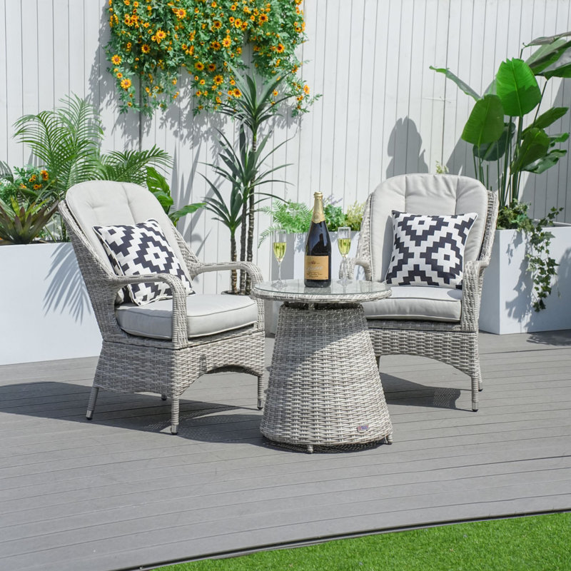 Billi 2-Person Outdoor Patio Conversation Set With End Table