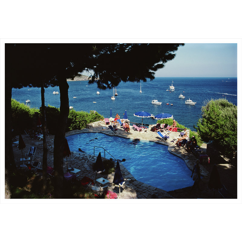Pellicano Pool Print by Slim Aarons, 32.5" H x 48.5" W x 0.1" D, Unframed