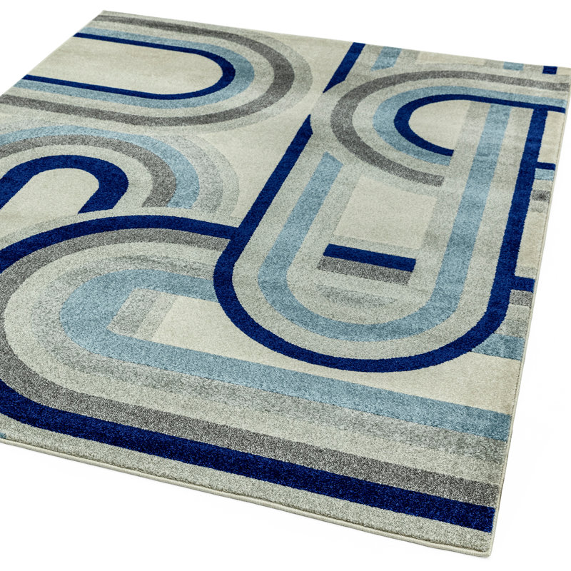Brodnax Blue/Grey Area Rug, Rectangle 160 x 230cm