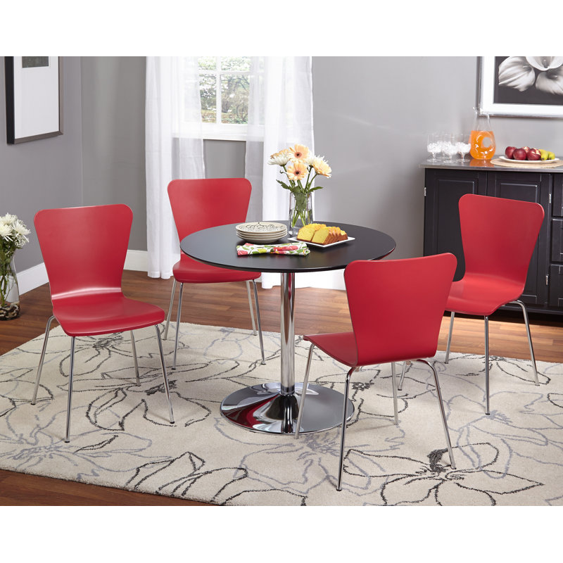 Ensemble de salle à manger Saladino, 5 pièces : 1 table, 4 chaises, Rouge