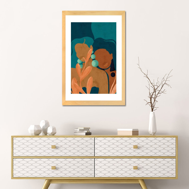 «Comfort» par Reyna Noriega - impression d'art graphique, H 24 po x l 16 po x P 1 po, Toile avec cadre en bois beige, Blanc