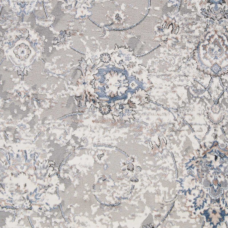 Tapis gris à motif floral Mckelvey, Runner 2'7" x 7'10"