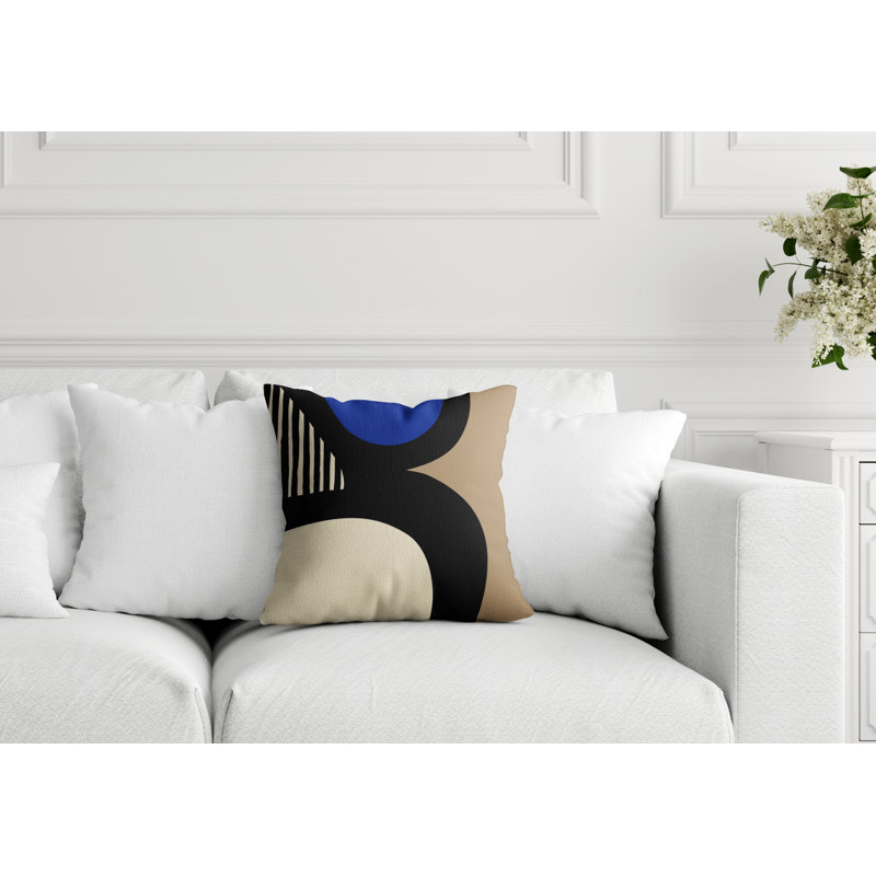 Lara Abstract Outdoor Reversible, 17" x 17", Navy Blue/Off White