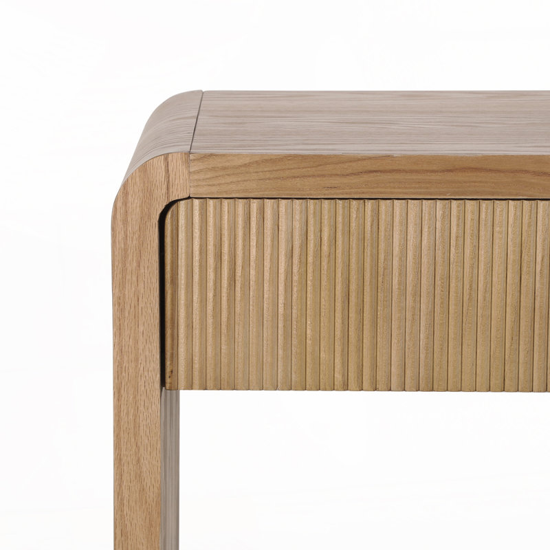 3-Drawer Console Table with Vertical Slats, Brown