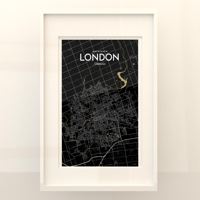 London Ontario City Map In Luxe - No Frame Print, 17cm H x 11cm W x 0.05cm D