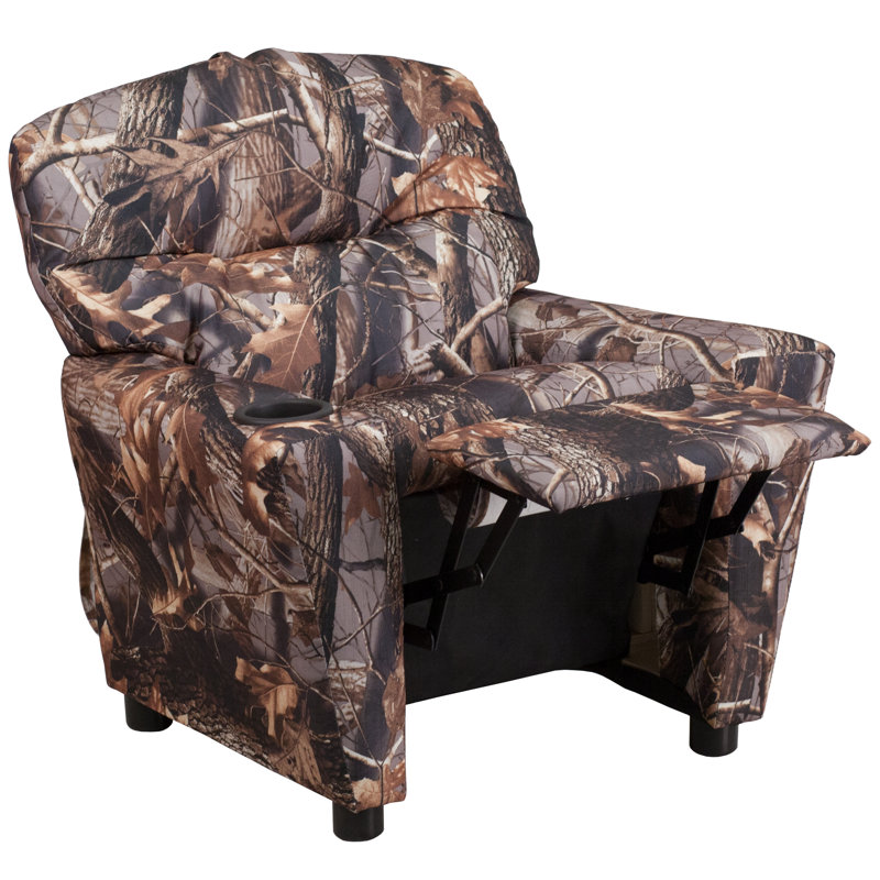 Kimsey LeatherSoft Contemporary Kids Recliner with Cup Holder and Headrest