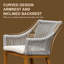 Ensemble de 2 tabourets de bar d'extérieur modernes avec structure en aluminium au fini teck et coussins en mousse à mémoire de forme
