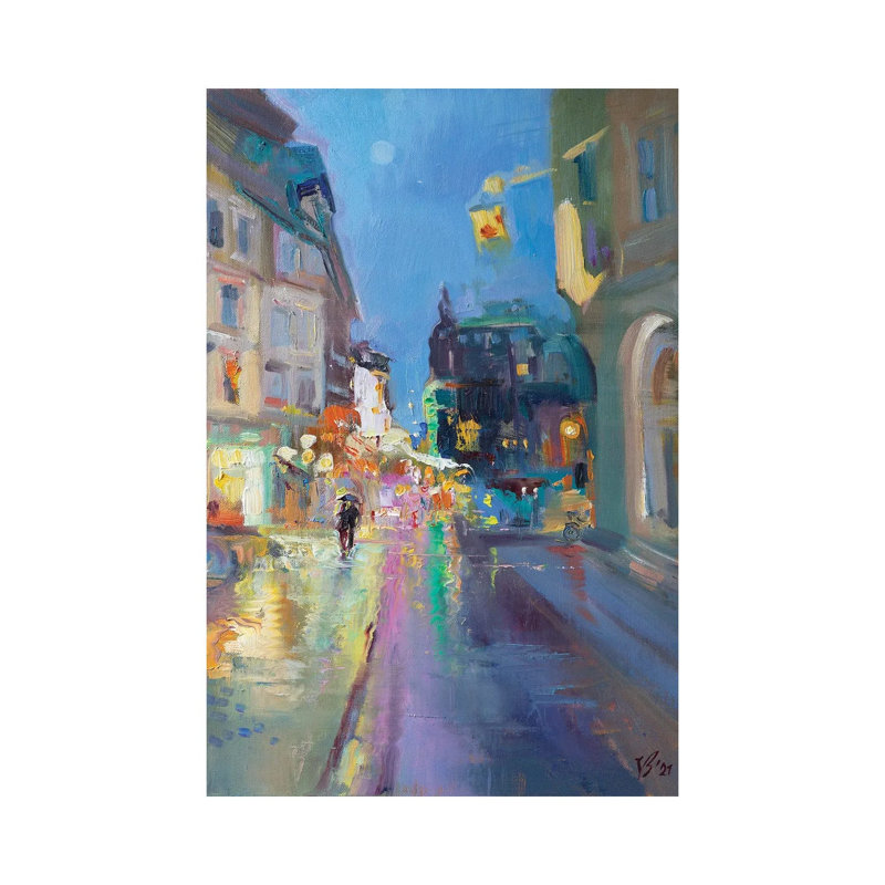Rainy Evening by Katharina Valeeva - Wrapped Canvas Painting, 20.32 cm H x 30.48 cm W