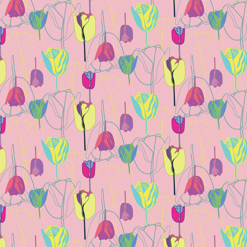 Ensemble de housse de couette pour grand lit DiaNoche en microfibre par Yasmin Dadabhoy - tulipes rose vert