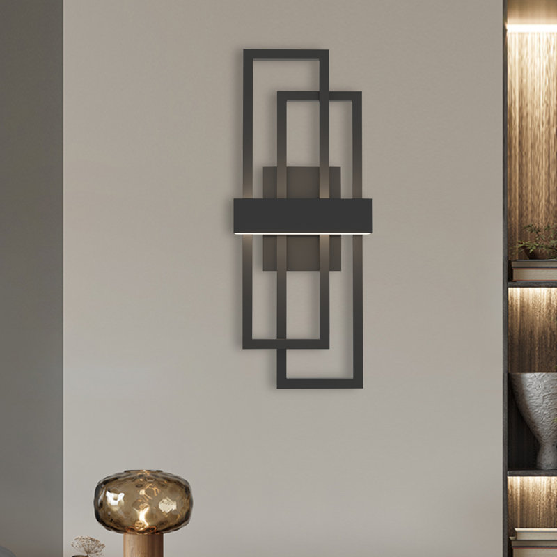 Gursimar LED Dimmable Iron Wall Sconce, Matte Black, 20" H x 7.9" W x 5.1" D