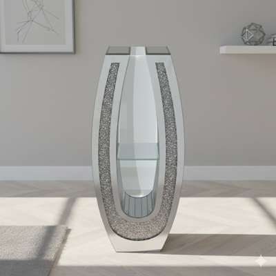 A 35.82-Inch U-Shaped Tall Silver Glass/Acrylic Vase With A Crushed Diamond Effect. Featuring A Transparent Glass Body, This Modern Decorative Mirror Vase Is A Large Piece For Home Decor In Living Rooms, Entrances, Or Offices.