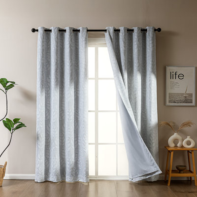 Sleep Zone Jacquard Blackout Curtains(Set of 2)