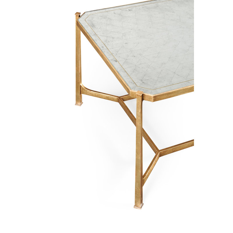 Luxe Glass Coffee Table, Gilded Iron
