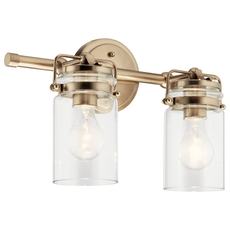 Winder Champagne Bronze 2-Light Vanity Light with Clear Glass Shades, Champagne Bronze