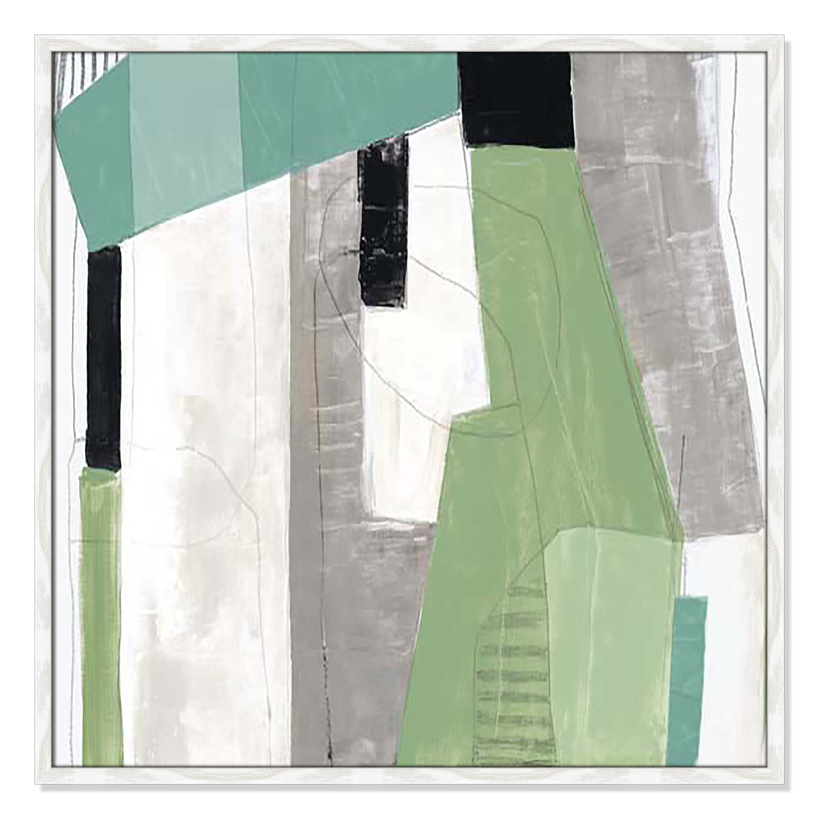 Evergreen Essence I Print, 32" H x 32" W x 1.25" D, White Slim Framed