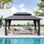 D Pavillon de jardin en aluminium à toit double avec toit et rideaux-125469717-125469718-125469722