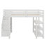 Lit mezzanine double avec tablettes, escalier de rangement, petite armoire et éclairage intégré
