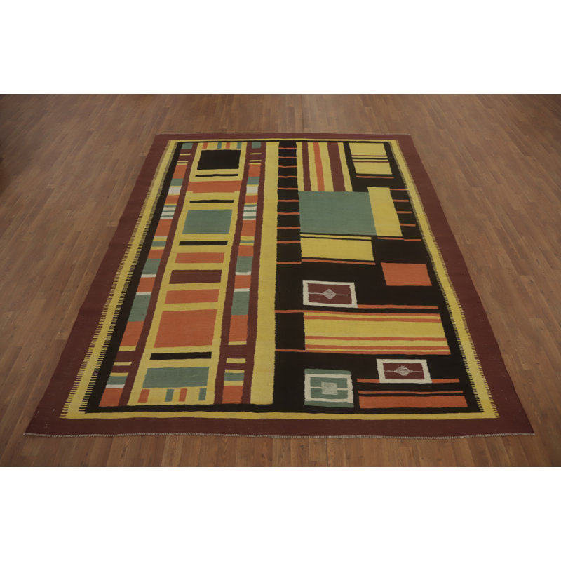 Tapis géométrique à motif oriental kilim 8 x 10