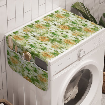East Urban Home Leaves Greenery Washing Machine Organizer Pack of 2 47" x 18.5" Olive Green and Peach