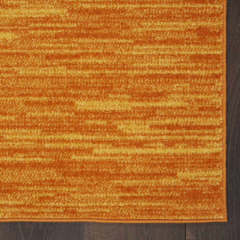 Mullican Sandy Solid Sunburst Orange Easy Care Indoor/Outdoor Area Rug, Rectangle 6' x 9'