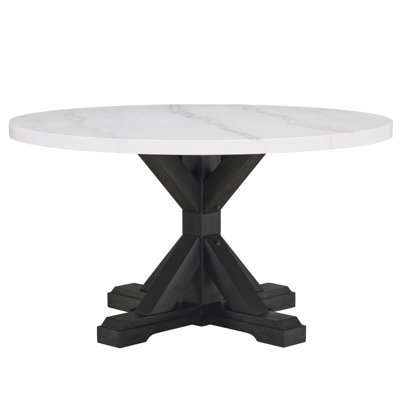 Hirima Modern Elegance 54" Round Dining Table, Solid Acacia Wood Base