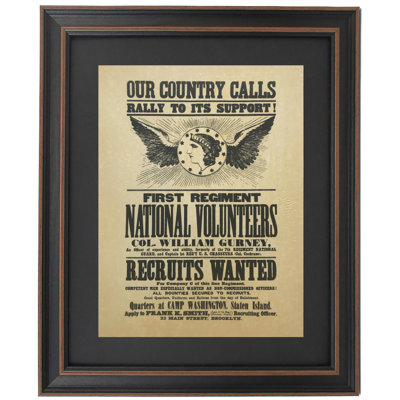First Regiment Revolutionary Army Recruiting Poster | Framed Textual Art Print on Antique Parchment