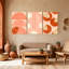 «Boho Contemporary Abstract Shapes Stripes Leaves Circles Pattern Design», ensemble de 3 impressions sur toile-670216781