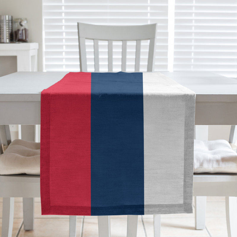 Miami Basketball Table Runner, 90" L x 16" W, Red/Navy Blue/White, Cotton Twill
