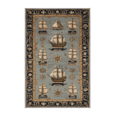 Machine Washable French Gray Area Rug