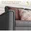 Canapé modulaire 91 po en similicuir avec repose-pieds de rangement, canapé en L réversible de style Mid-Century moderne avec accoudoirs rembourrés, gris-123828478