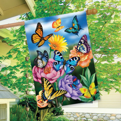 Butterflies In The Garden Spring House Flag
