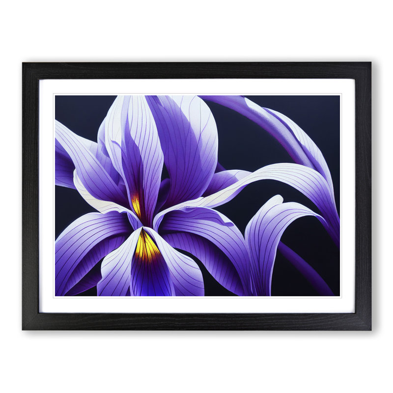 Artsy Flower - Picture Frame Graphic Art, Black, 25cm H x 34cm W