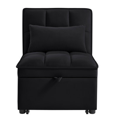 4 In1 Multi-Function Single Sofa Bed With Storage Pockets,Tufted Single Pull-Out Sofa Bed With Adjustable Backrest And Pillows ,Convertible  Chaise Lounge