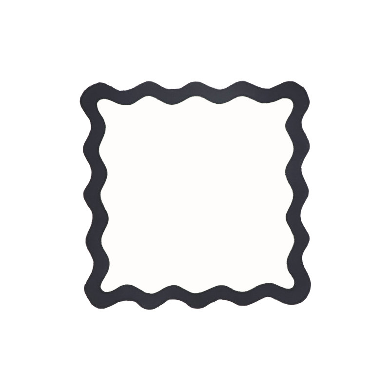 Scalloped Edge Rust and Orange Cotton Placemat - Set of 4, Black/White