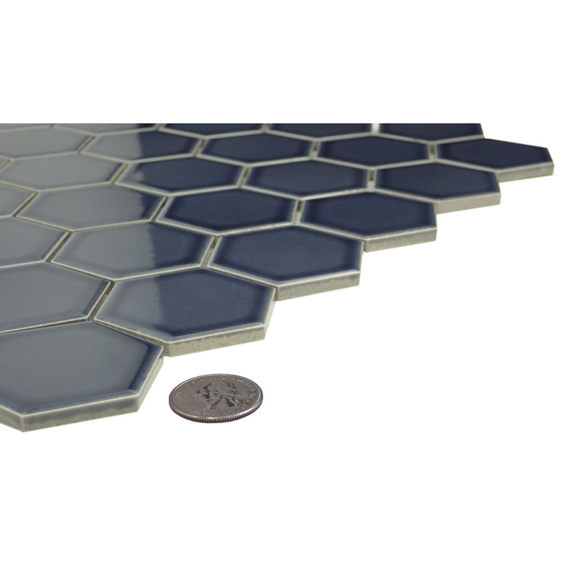 Savvy 11 in. x 12 in. Glossy Porcelain Floor and Wall Tile (14.05 sq. ft./Case), Navy 