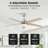 Vaczon 52" Smart Dimmable Ceiling Fan with 3CCT LED Lights, APP and Remote Control, 6-Speed Reversible DC Motor, Double-Sided Wood Blades, Timer, 6''/10'' Downrods-1858927498
