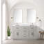 Meuble-lavabo double en chêne blanc 60 po X P 22 po D, dessus en marbre de Carrare et ensemble de robinet-117825133