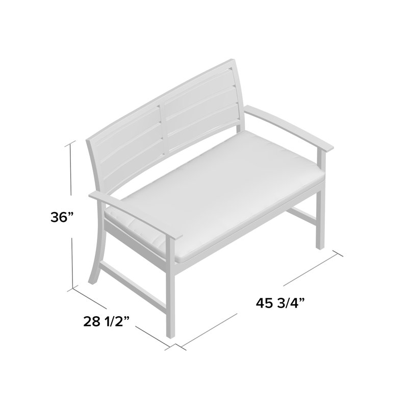 Charleston Aluminum Garden Bench, Oyster, Linen Dove, No Welt